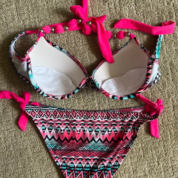 EONAR Womens Removable Padded Push Up Bikini Set Tie Side Swimsuit, Large - Picture 8 of 11